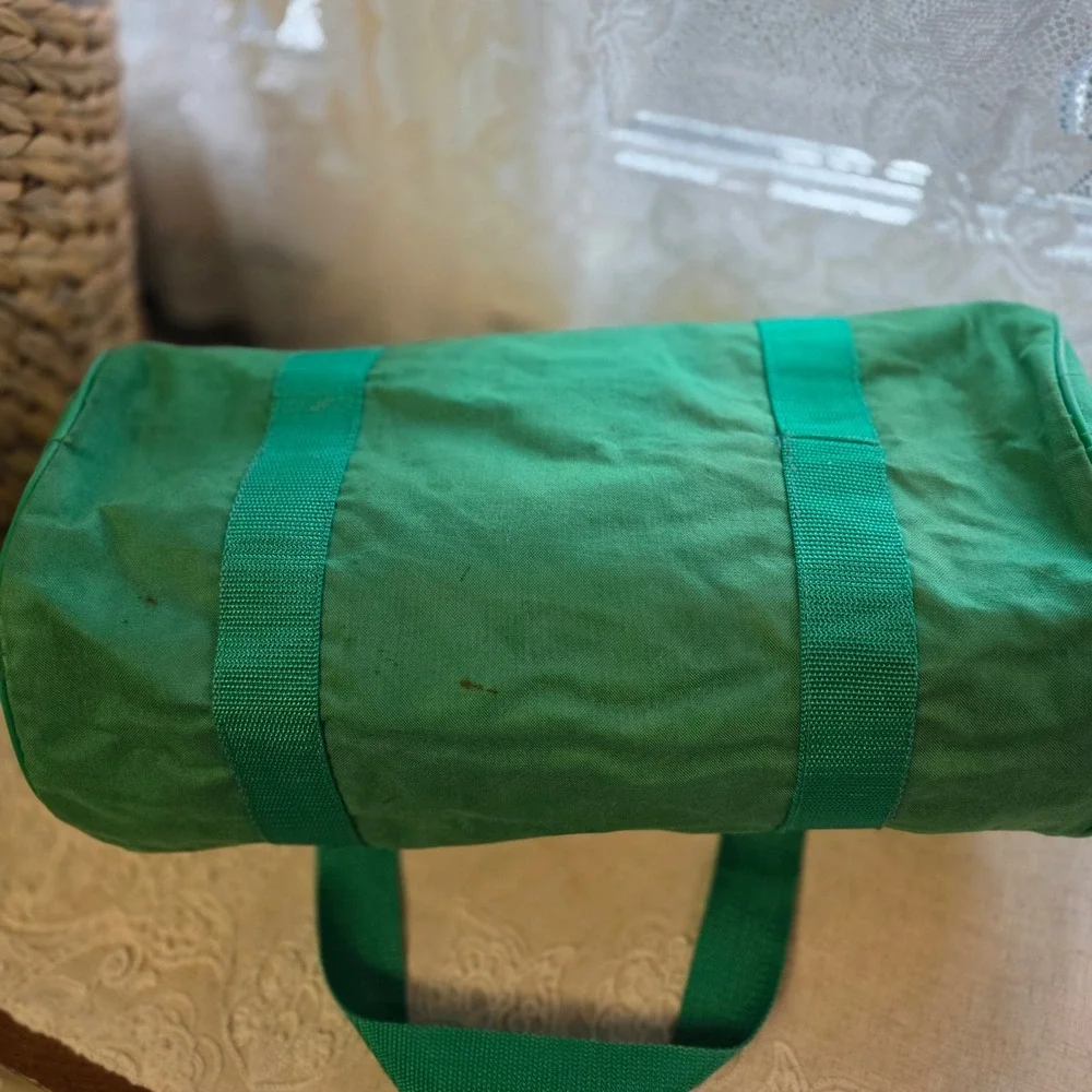 Vintage Canvas Duffle Gym Bag Libbey-Owens-Ford Ottawa Green Air-Tex